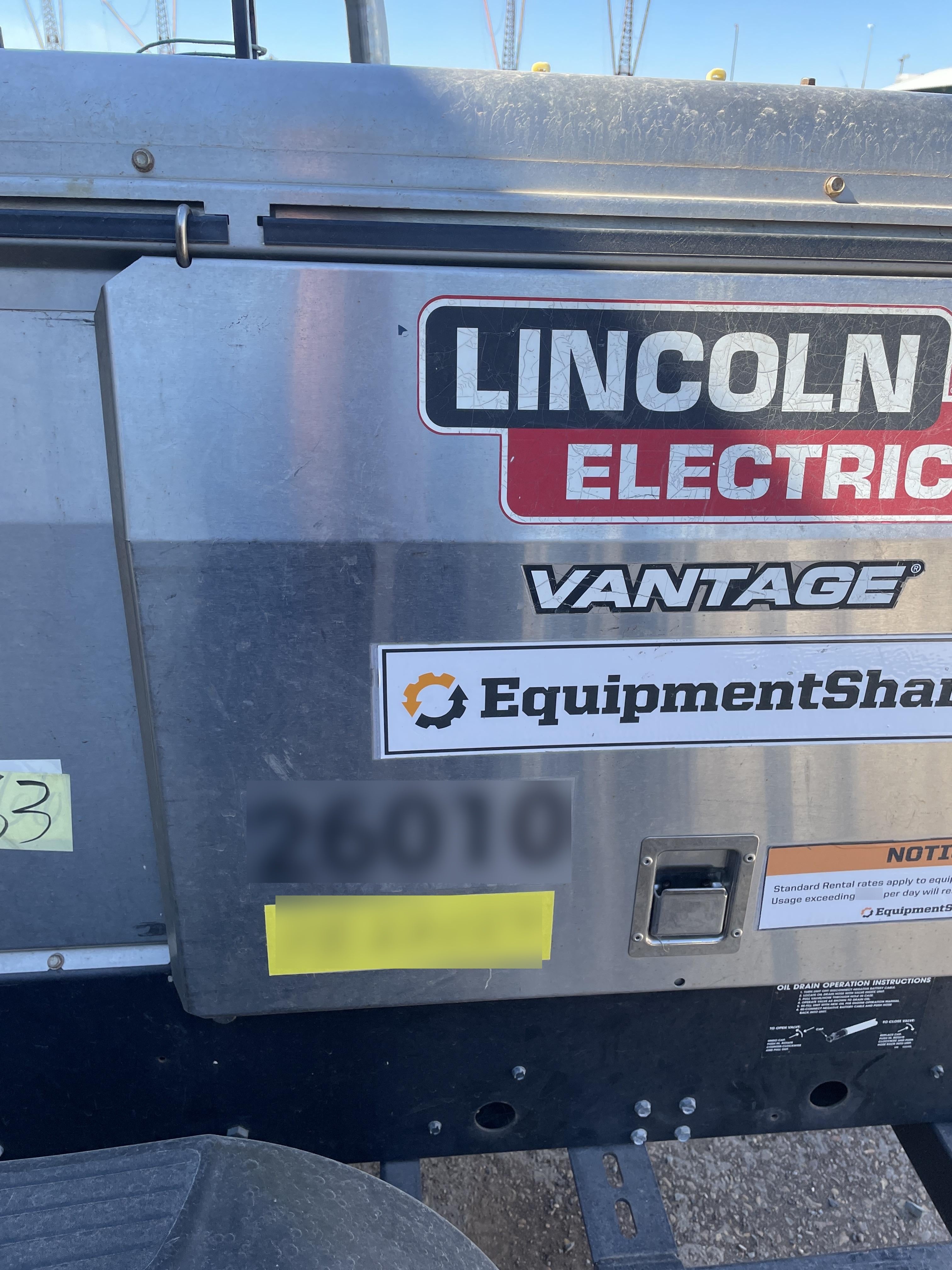 2019 Lincoln Electric Vantage 322 Lincoln Vantage 322 Welder w/Trailer, Light Kit, Cable Rack