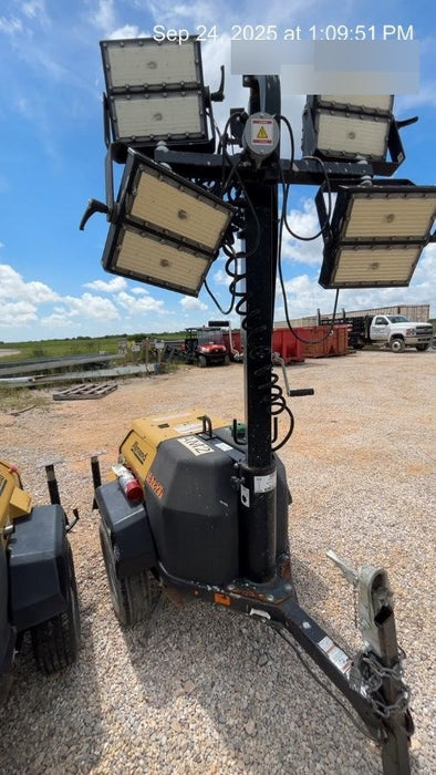 Allmand NLV3GR (4) LED Light Fixture 350W, 23' Vertical Mast, 3kW Prime, Towable, Deep Sea L401, Leveling Jacks, Yanmar T4F 5.8hp