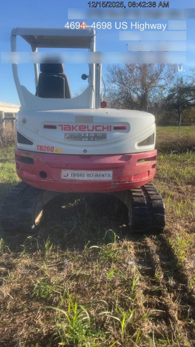 2019 Takeuchi TB260 Canopy w/Rubber Tracks, Auxiliary Hydraulics, Standard Blade, Manual QC