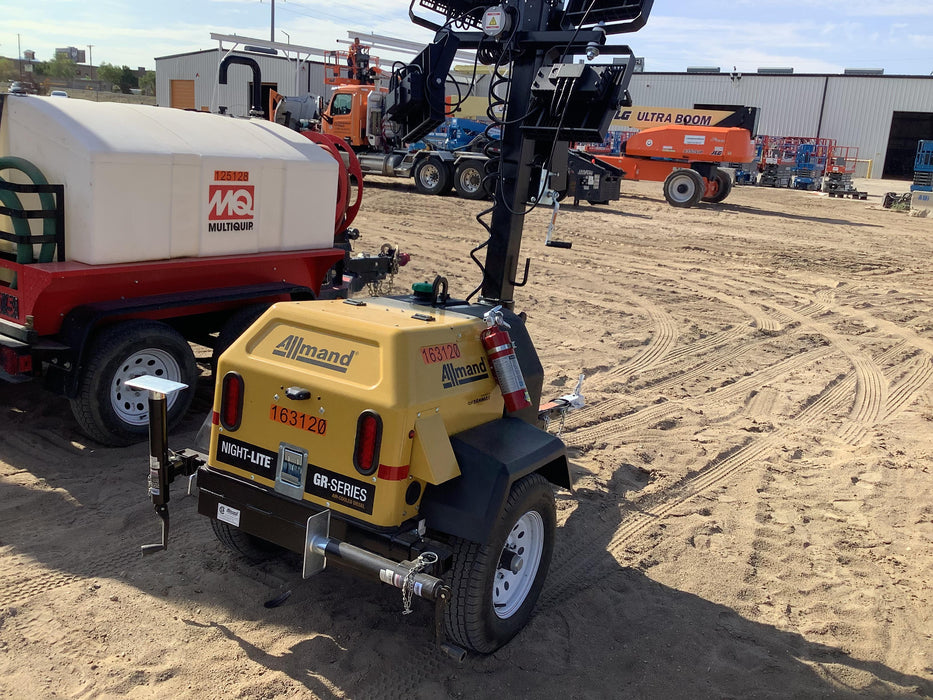 2021 Allmand NLV3GR (4) LED Light Fixture 350W, 23' Vertical Mast, 3kW Prime, Towable, Deep Sea L401, Leveling Jacks, Yanmar T4F 5.8hp