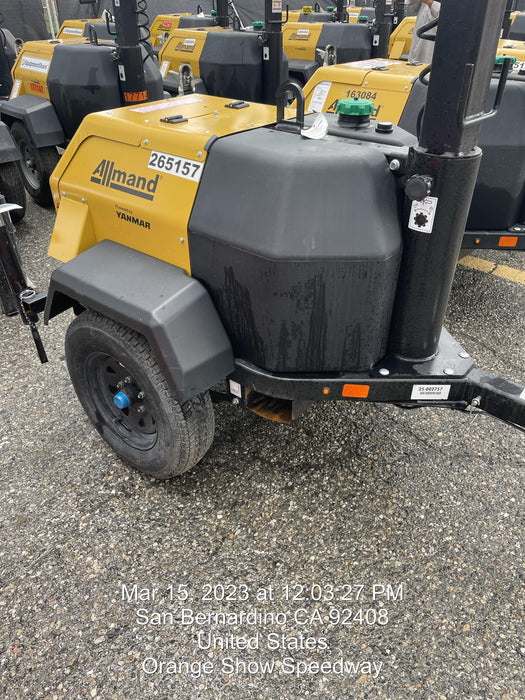 2022 Allmand NLV3GR (4) LED Light Fixture 350W, 23' Vertical Mast, 3kW Prime, Towable, ES Decals, T3