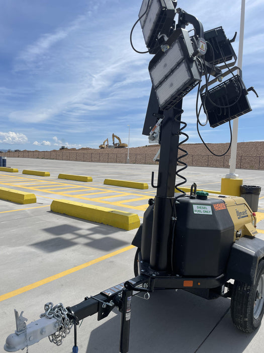 2022 Allmand NLV3GR (4) LED Light Fixture 350W, 23' Vertical Mast, 3kW Prime, Towable, ES Decals, T3