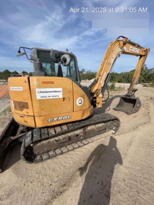 2015 Case CX80C CLOSED CAB, A/C, RUBBER TRACKS PADS, 7'-2" ARM