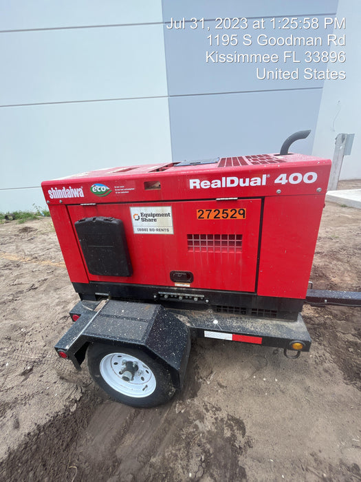 2022 Shindaiwa DGW400MDL Kubota D902 Engine, 23 HP, Dual Op Welder, Wire, Arc, Droop Stick, Tig, and CC Stick Functionality, Simulphase, 3 Phase and 1 Phase Gen Output, Single Axle NB Trlr, Slr Trckl Chrg 12V 12W, Fire Ext