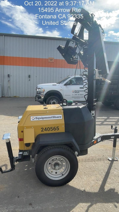 2022 Allmand NLV3GR (4) LED Light Fixture 350W, 23' Vertical Mast, 3kW Prime, Towable, Deep Sea L401, Leveling Jacks, Yanmar T4F 5.8hp