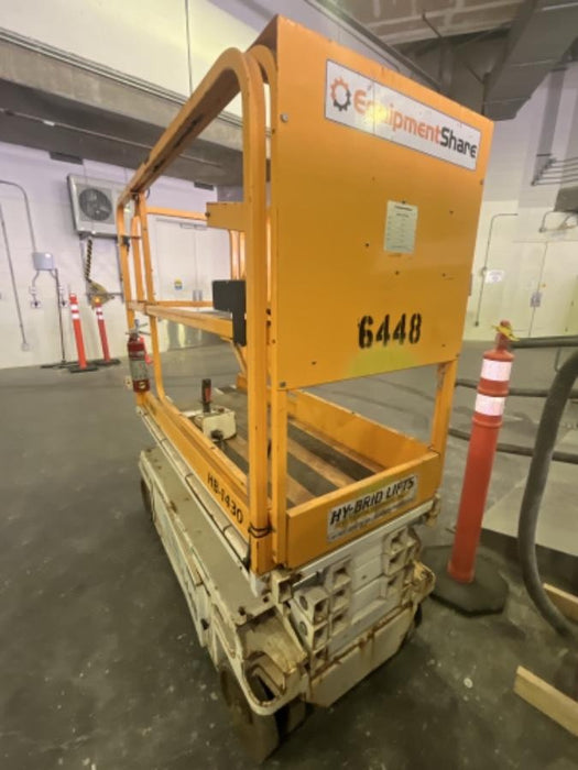 Custom Equipment HB-1430 Hy-Brid Scissor Lift
Platform capacity up to 670 lbs
Working height up to 20 ft
Weighs under 1,700 lbs
Non-marking wheels