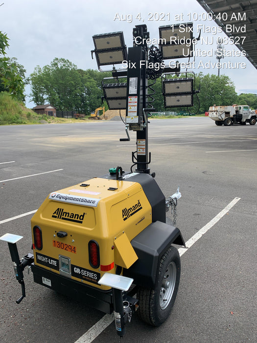 2021 Allmand NLV3GR (4) LED Light Fixture 350W, 23' Vertical Mast, 3kW Prime, Towable, Deep Sea L401, Leveling Jacks, Yanmar T4F 5.8hp