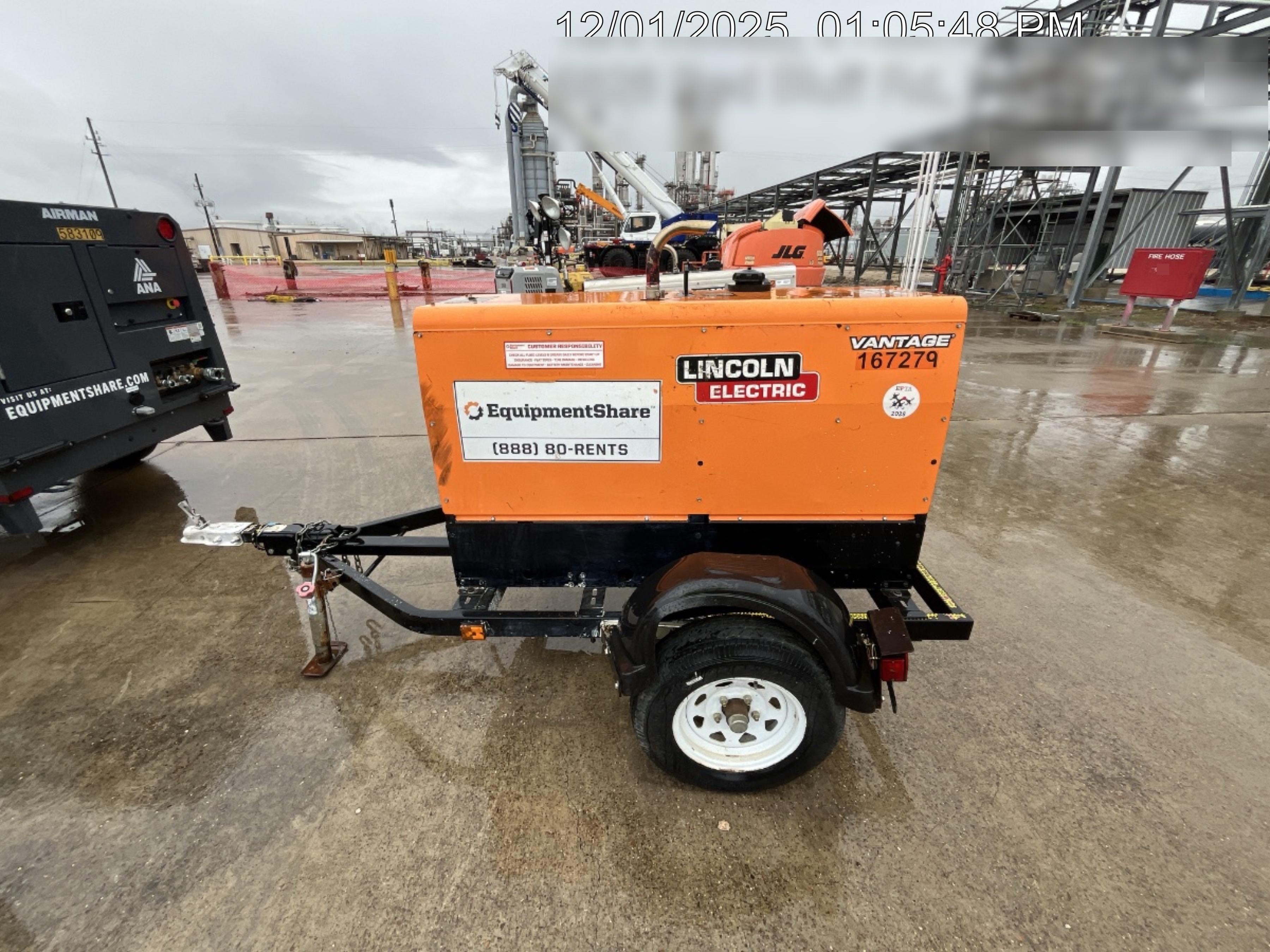 2021 Lincoln Electric Vantage 322 Vantage 322 Ready Pak 3 w/ Decals, ORANGE (includes trailer, cable rack, fender light kit) NO Telematics