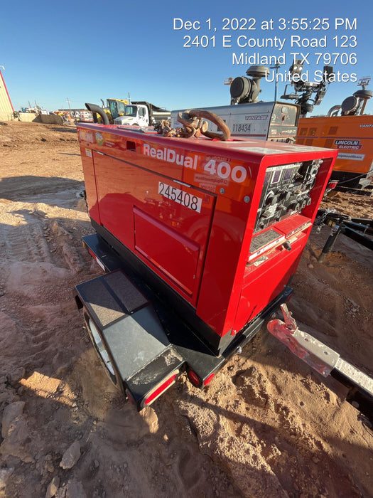 2022 Shindaiwa DGW400MDL Kubota D902 Engine, 23 HP, Dual Op Welder, Wire, Arc, Droop Stick, Tig, and CC Stick Functionality, Simulphase, 3 Phase and 1 Phase Gen Output, Single Axle NB Trlr, Slr Trckl Chrg 12V 12W, Fire Ext