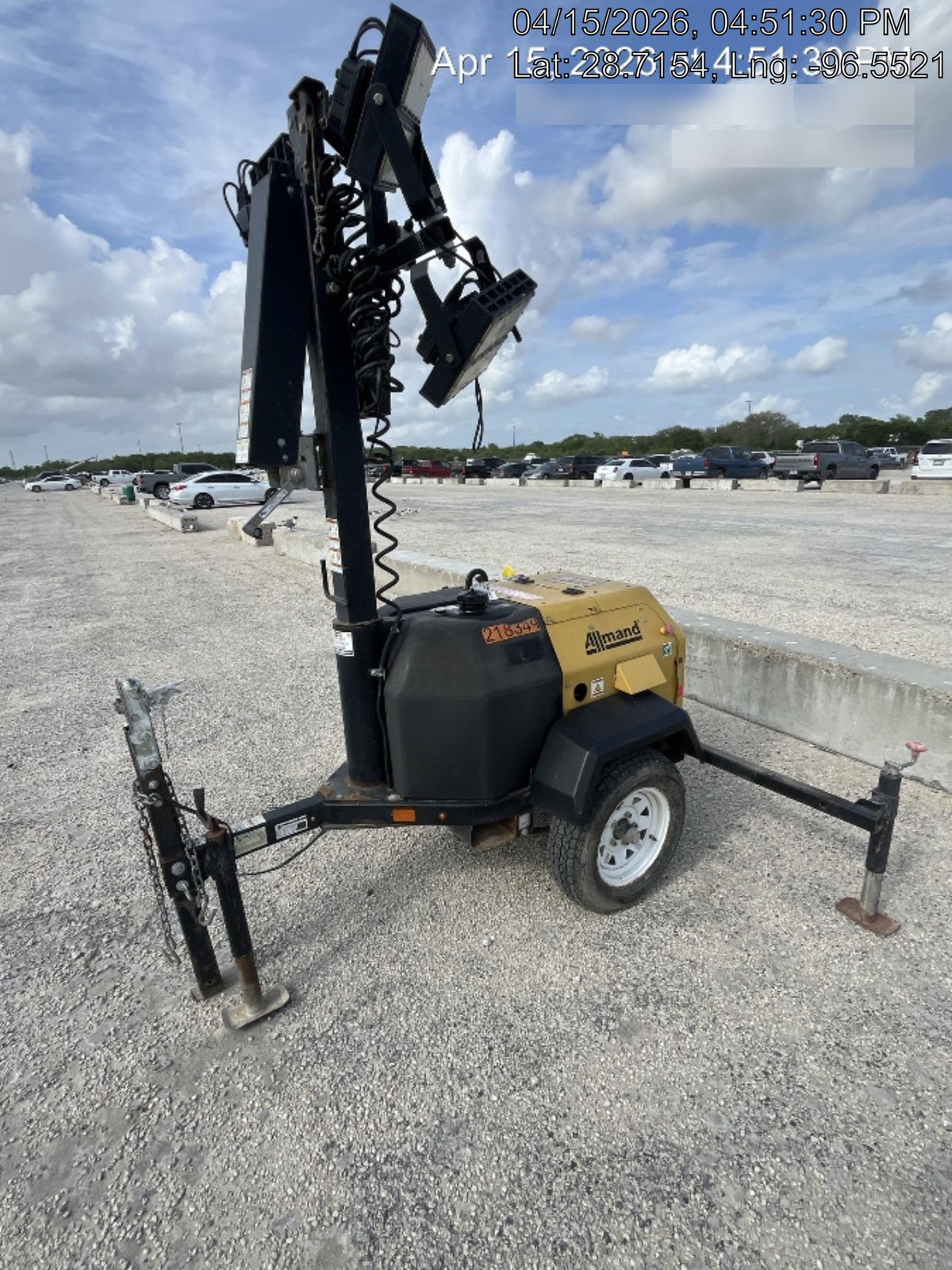2022 Allmand NLV3GR (4) LED Light Fixture 350W, 23' Vertical Mast, 3kW Prime, Towable, Deep Sea L401, Leveling Jacks, Yanmar T4F 5.8hp