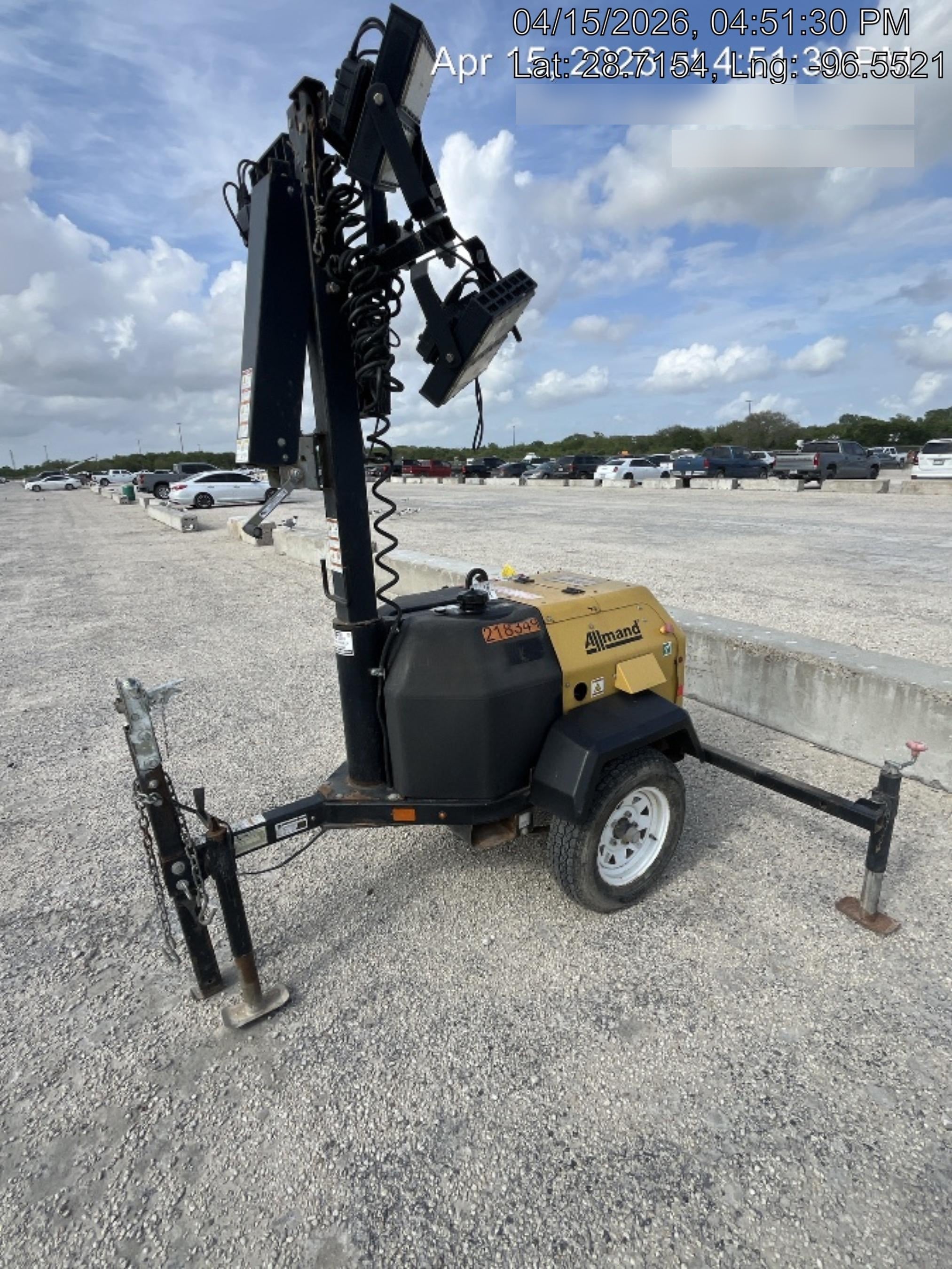 2022 Allmand NLV3GR (4) LED Light Fixture 350W, 23' Vertical Mast, 3kW Prime, Towable, Deep Sea L401, Leveling Jacks, Yanmar T4F 5.8hp