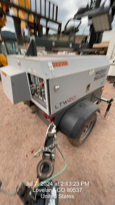 2022 Wacker Neuson LTW20Z1 Isuzu Dsl. Engine, 23' Mast, (4) 300W LED Lights, CWK, Programmable Dawn to Dusk, 360 Deg. Rotation, 57 Gal. Tank, Trailer Mounted