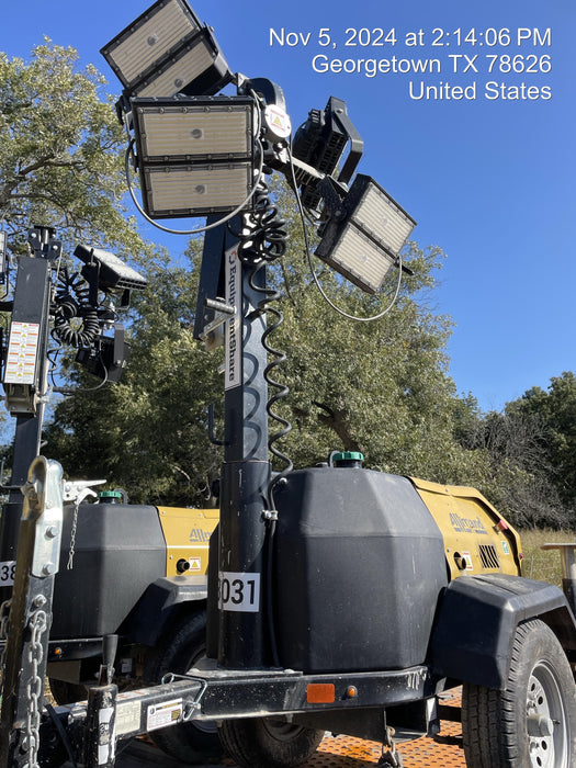 2022 Allmand NLV3GR (4) LED Light Fixture 350W, 23' Vertical Mast, 3kW Prime, Towable, ES Decals, T3