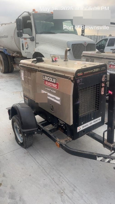2019 Lincoln Electric Vantage 322 Welder Ready-Pak 3, Two wheel trailer, Fender and Light kit, Cable Rack