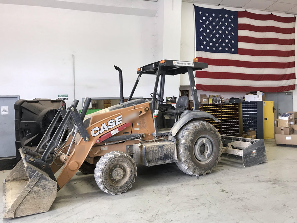 2019 Case 570N EP Canopy, 4WD, GP Front Bucket, Dual Tilt Cylinder, 84" Box Blade w/ Scarifier, Wheel Weights, Beacon