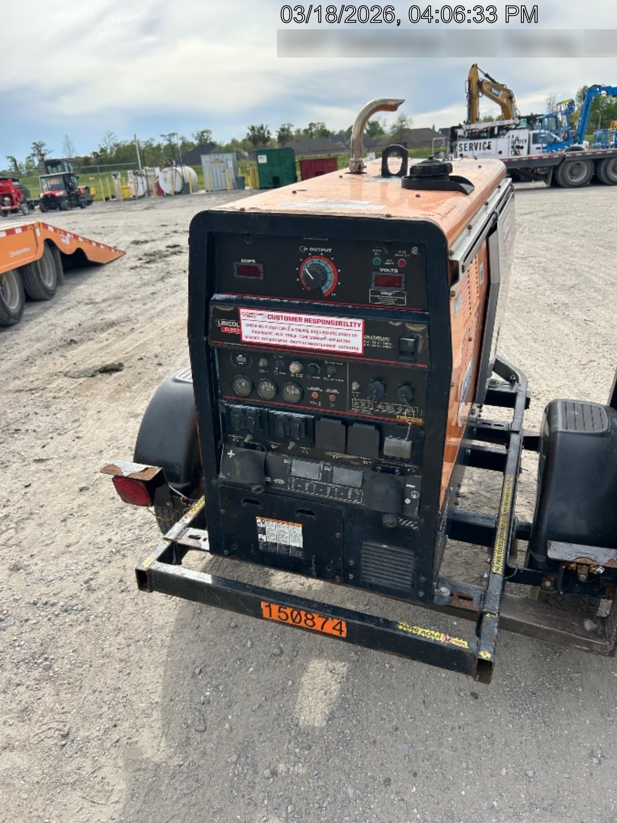 2021 Lincoln Electric Vantage 322 Vantage 322 Ready Pak 3 w/ Telematics & Decals, ORANGE (includes trailer, cable rack, fender light kit)