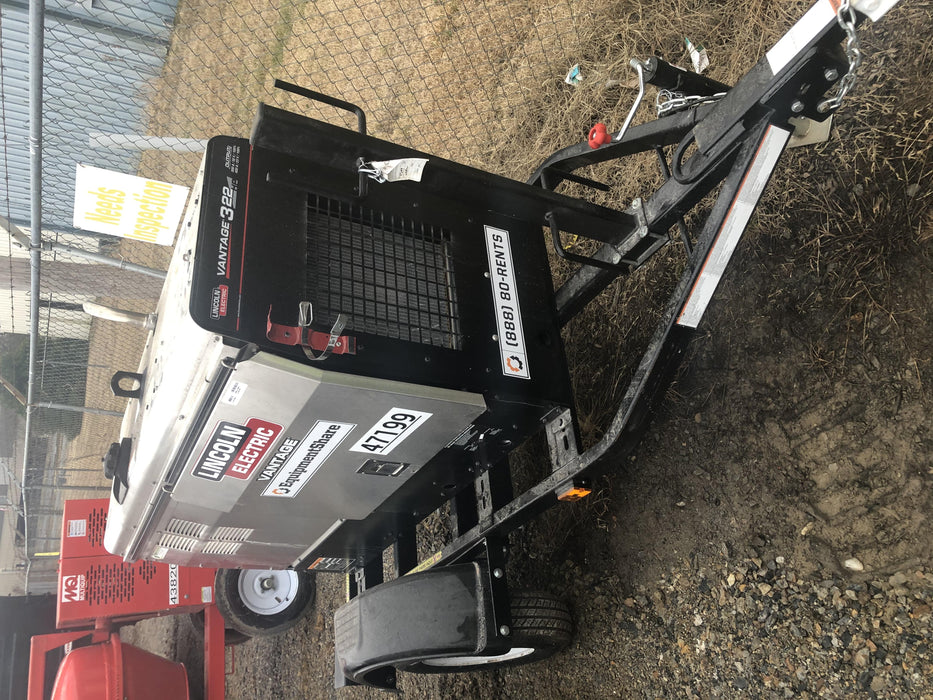2019 Lincoln Electric Vantage 322 Ready-Pak 3, Two Wheel Trailer, Fender and Light Kit, Cable Rack