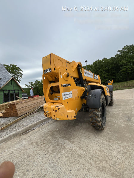 2019 JCB 510-56 Open ROPS, 74 HP, Solid Tires, Worklights, Beacon, Aux Hydraulics, Lifting Eye, 60" Carriage/60" Forks