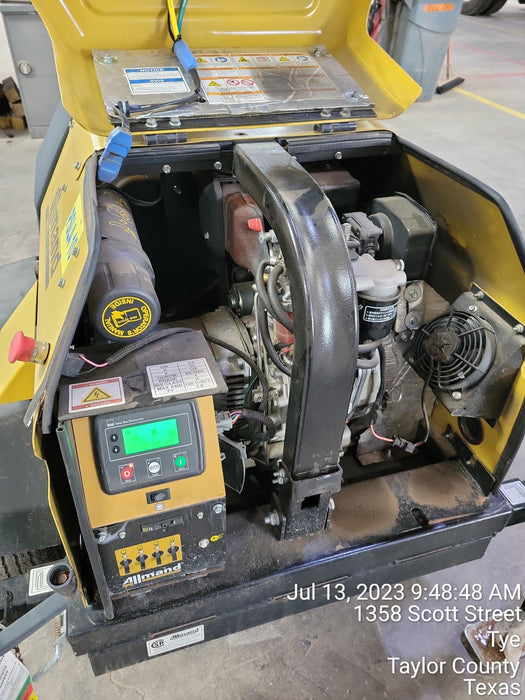 2022 Allmand NLV3GR (4) LED Light Fixture 350W, 23' Vertical Mast, 3kW Prime, Towable, Deep Sea L401, Leveling Jacks, Yanmar T4F 5.8hp