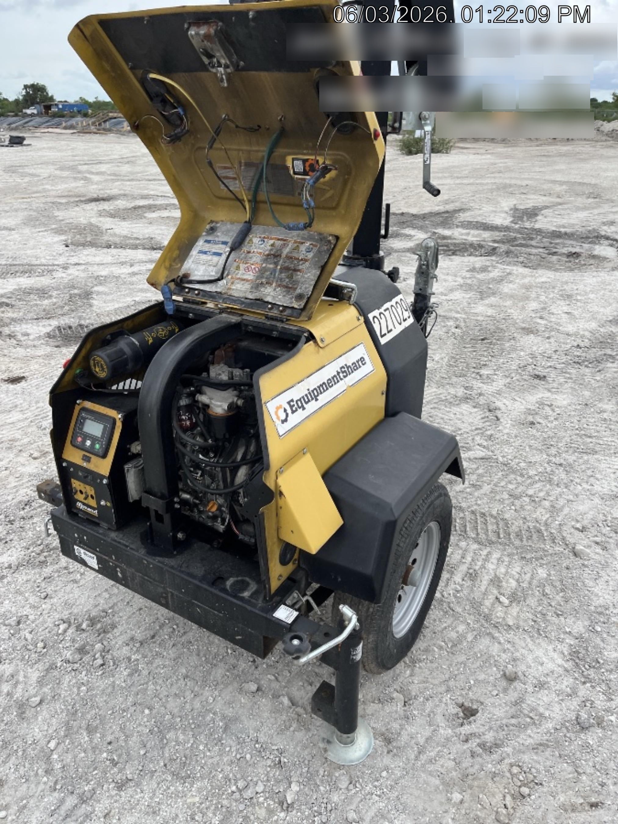 2022 Allmand NLV3GR (4) LED Light Fixture 350W, 23' Vertical Mast, 3kW Prime, Towable, Deep Sea L401, Leveling Jacks, Yanmar T4F 5.8hp