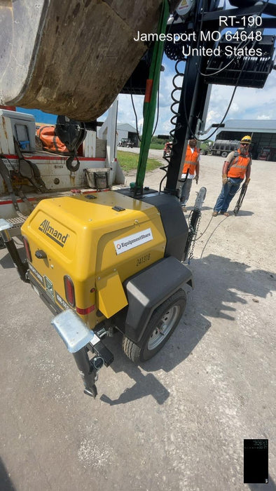 2022 Allmand NLV3GR (4) LED Light Fixture 350W, 23' Vertical Mast, 3kW Prime, Towable, Deep Sea L401, Leveling Jacks, Yanmar T4F 5.8hp