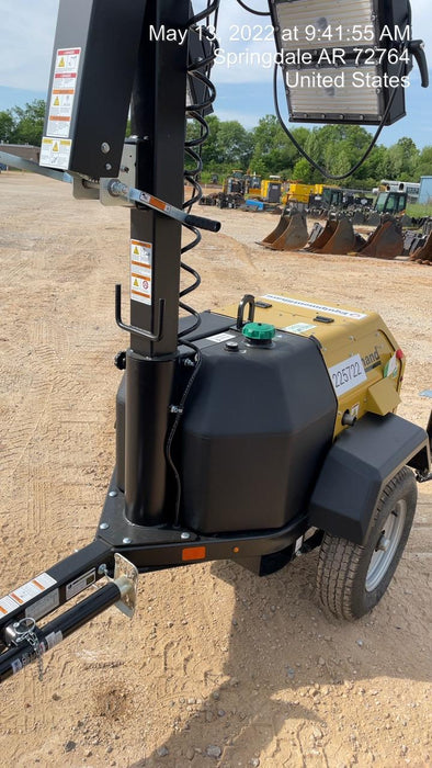 2022 Allmand NLV3GR (4) LED Light Fixture 350W, 23' Vertical Mast, 3kW Prime, Towable, Deep Sea L401, Leveling Jacks, Yanmar T4F 5.8hp