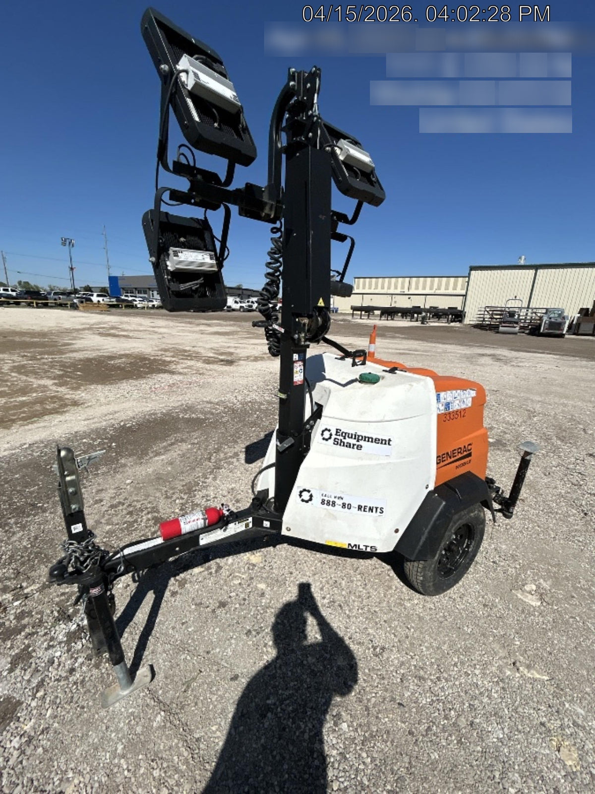 2023 Generac MLT2 Diesel, Flex Switch 120V Input, Powerzone Controller, (4) 320W LED Lights, 4kW Generator, 39.9 Gal Fuel Tank, 2" Ball, T3