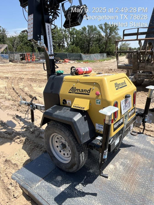 2022 Allmand NLV3GR (4) LED Light Fixture 350W, 23' Vertical Mast, 3kW Prime, Towable, ES Decals, T3