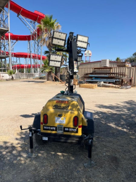 2022 Allmand NLV3GR (4) LED Light Fixture 350W, 23' Vertical Mast, 3kW Prime, Towable, Deep Sea L401, Leveling Jacks, Yanmar T4F 5.8hp
