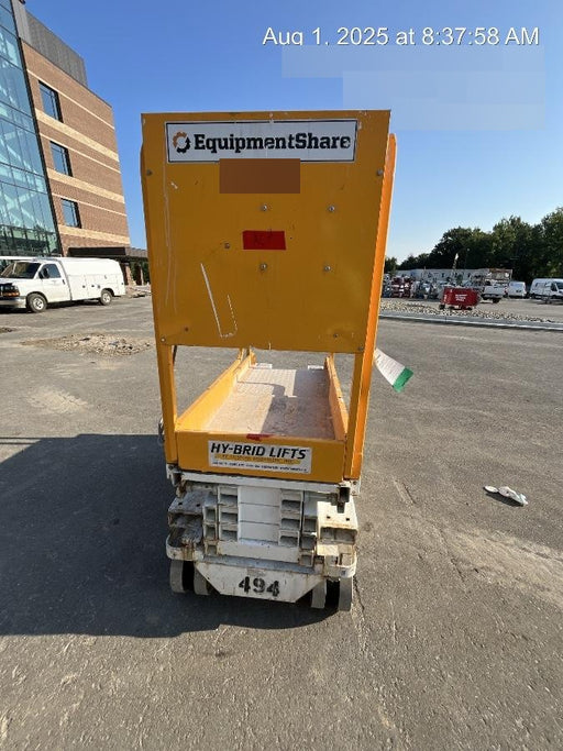 Custom Equipment HB-1430 <ul>
 <li>Hy-Brid Scissor Lift</li>
  <li>Platform capacity up to 670 lbs.</li>
  <li>Working height up to 20 ft</li>
  <li>Weighs under 1,700 lbs.</li>
  <li>Non-marking wheels </li>
</ul>