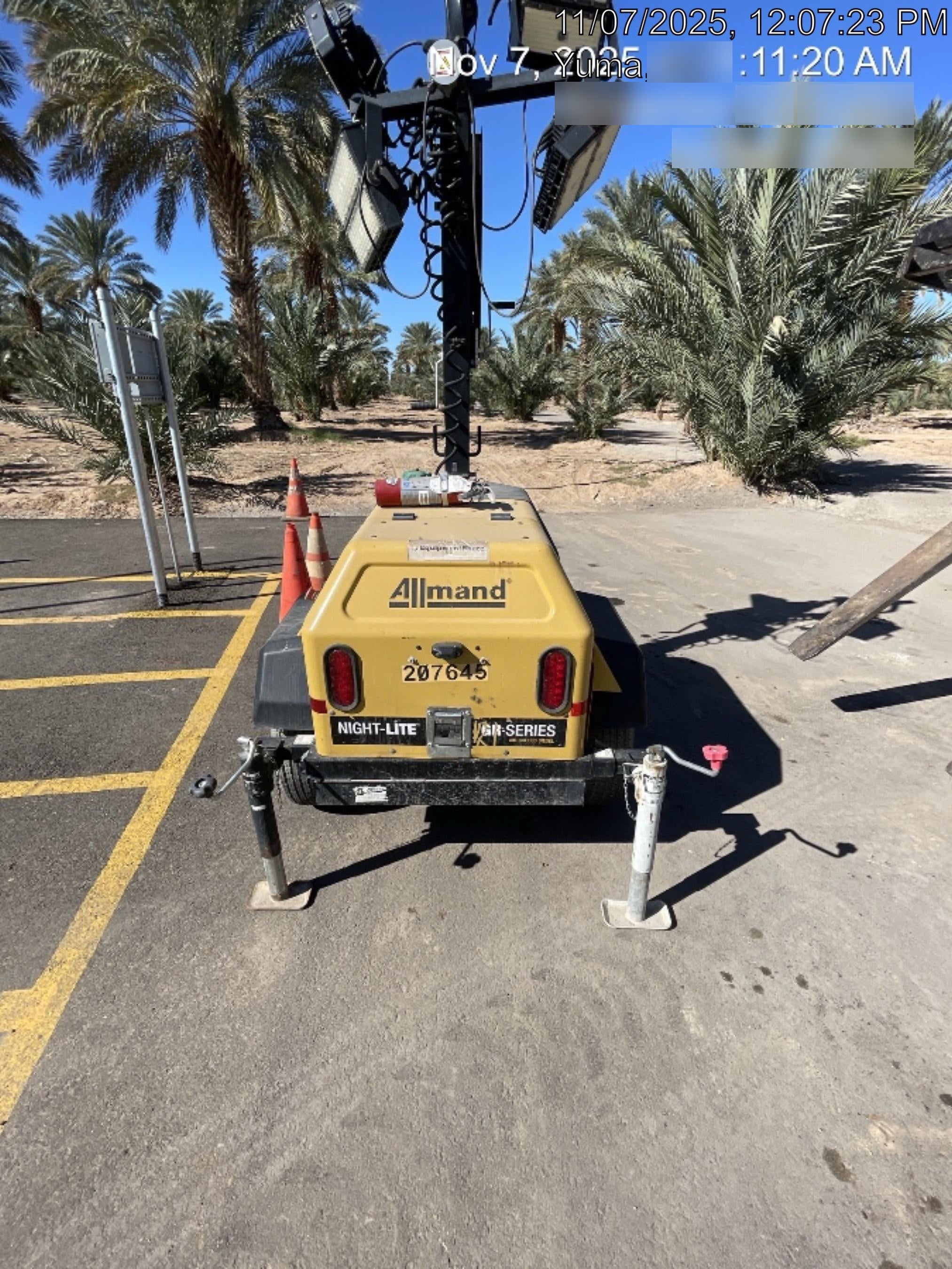 2022 Allmand NLV3GR (4) LED Light Fixture 350W, 23' Vertical Mast, 3kW Prime, Towable, Deep Sea L401, Leveling Jacks, Yanmar T4F 5.8hp