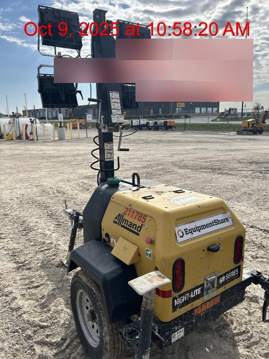 2022 Allmand NLV3GR (4) LED Light Fixture 350W, 23' Vertical Mast, 3kW Prime, Towable, Deep Sea L401, Leveling Jacks, Yanmar T4F 5.8hp