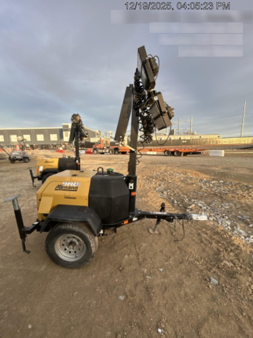 2022 Allmand NLV3GR (4) LED Light Fixture 350W, 23' Vertical Mast, 3kW Prime, Towable, ES Decals, T3