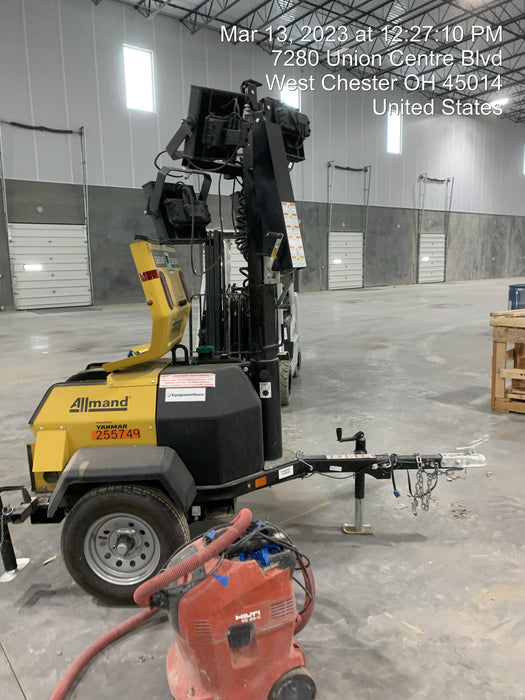 2022 Allmand NLV3GR (4) LED Light Fixture 350W, 23' Vertical Mast, 3kW Prime, Towable, ES Decals, T3