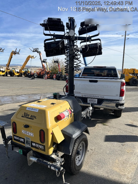 2022 Allmand NLV3GR (4) LED Light Fixture 350W, 23' Vertical Mast, 3kW Prime, Towable, Deep Sea L401, Leveling Jacks, Yanmar T4F 5.8hp