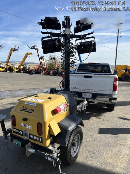 2022 Allmand NLV3GR (4) LED Light Fixture 350W, 23' Vertical Mast, 3kW Prime, Towable, Deep Sea L401, Leveling Jacks, Yanmar T4F 5.8hp