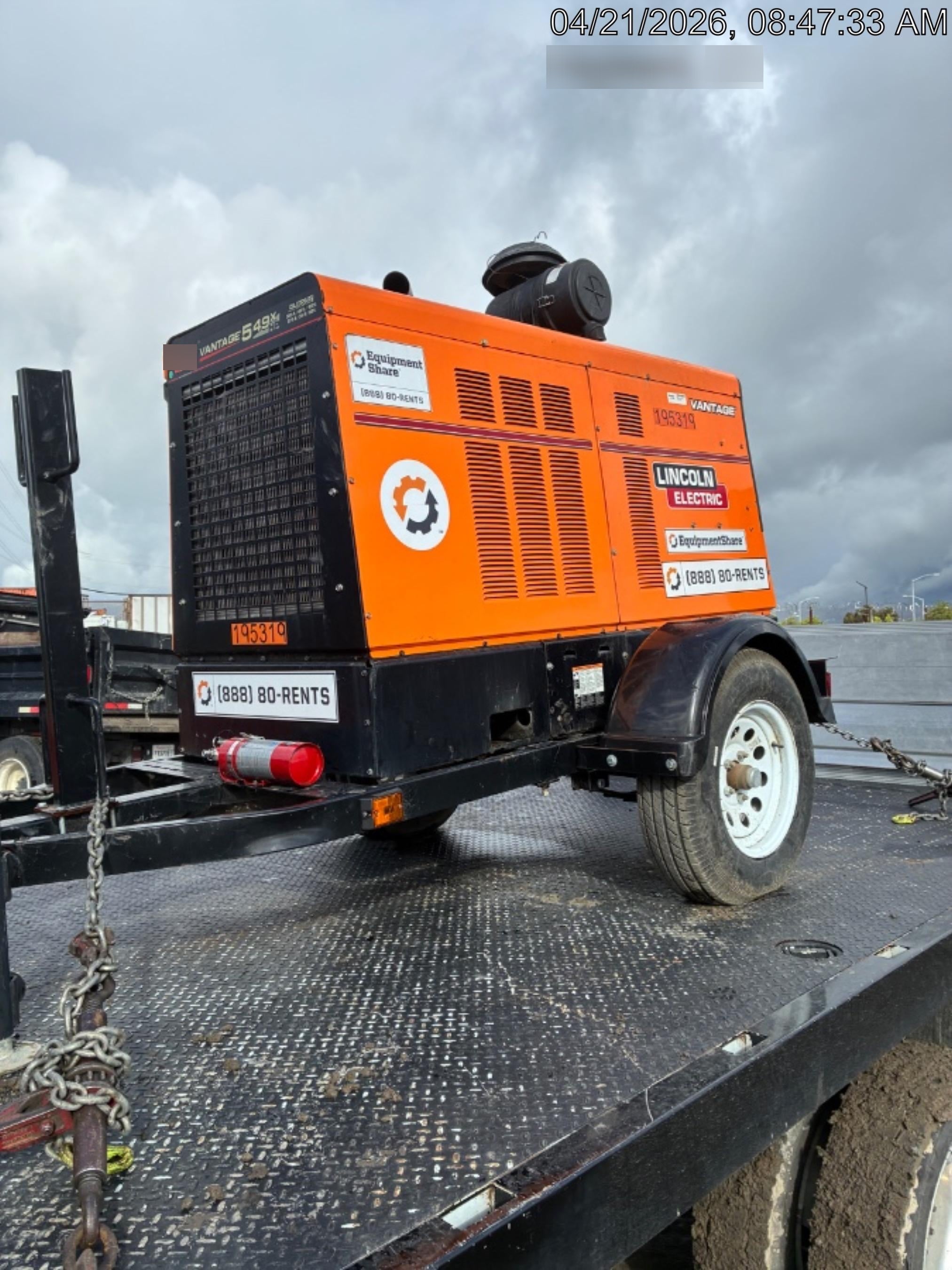 2021 Lincoln Electric Vantage 549X Ready Pak 3, ORANGE (includes trailer, cable rack, fender light kit)