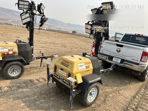 2021 Allmand NLV3GR (4) LED Light Fixture 350W, 23' Vertical Mast, 3kW Prime, Towable, Deep Sea L401, Leveling Jacks, Yanmar T4F 5.8hp