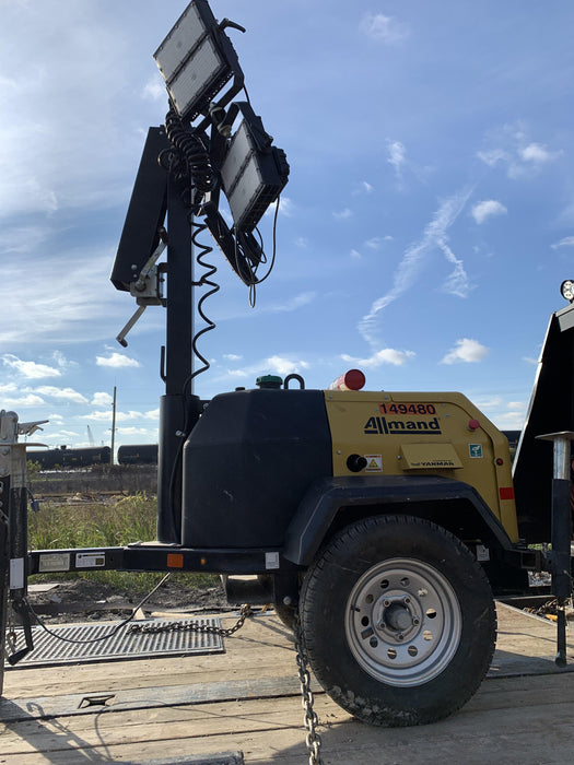 2022 Allmand NLV3GR (4) LED Light Fixture 350W, 23' Vertical Mast, 3kW Prime, Towable, ES Decals, T3