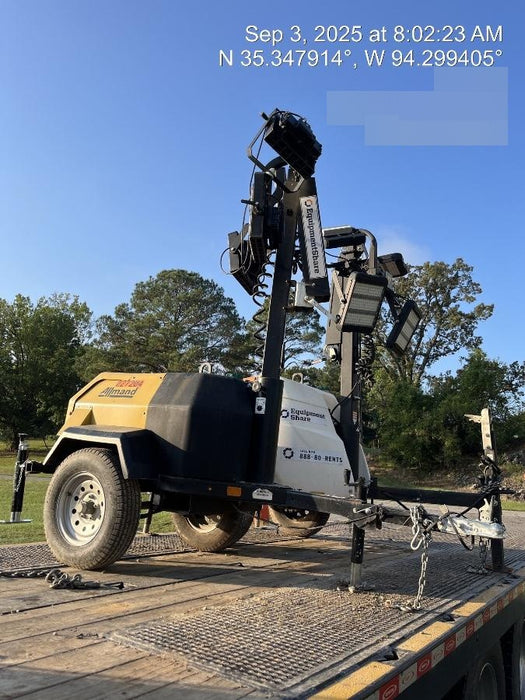 2022 Allmand NLV3GR (4) LED Light Fixture 350W, 23' Vertical Mast, 3kW Prime, Towable, Deep Sea L401, Leveling Jacks, Yanmar T4F 5.8hp