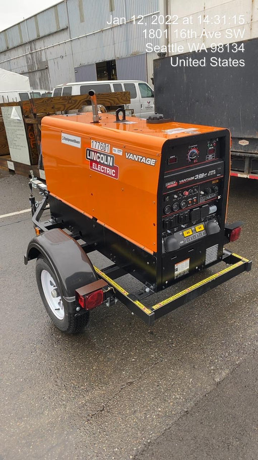 2021 Lincoln Electric Vantage 322 Vantage 322 Ready Pak 3 w/ Decals, ORANGE (includes trailer, cable rack, fender light kit) NO Telematics