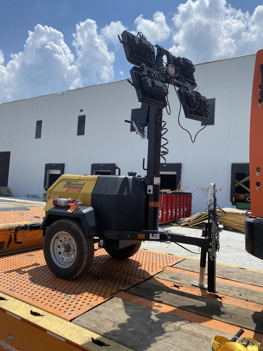 2022 Allmand NLV3GR (4) LED Light Fixture 350W, 23' Vertical Mast, 3kW Prime, Towable, Deep Sea L401, Leveling Jacks, Yanmar T4F 5.8hp