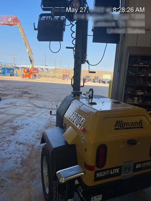 2022 Allmand NLV3GR (4) LED Light Fixture 350W, 23' Vertical Mast, 3kW Prime, Towable, Deep Sea L401, Leveling Jacks, Yanmar T4F 5.8hp