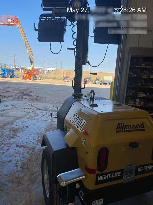 2022 Allmand NLV3GR (4) LED Light Fixture 350W, 23' Vertical Mast, 3kW Prime, Towable, Deep Sea L401, Leveling Jacks, Yanmar T4F 5.8hp