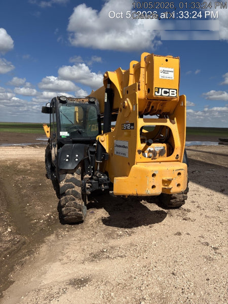 2019 JCB 512-56 Enclosed Cab, 109 HP, Solid Tires, Worklights, Beacon, Aux Hydraulics, Lifting Eye w/60" Carriage/60" Forks