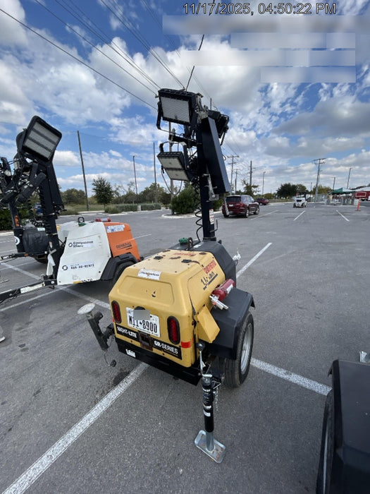 2022 Allmand NLV3GR (4) LED Light Fixture 350W, 23' Vertical Mast, 3kW Prime, Towable, Deep Sea L401, Leveling Jacks, Yanmar T4F 5.8hp