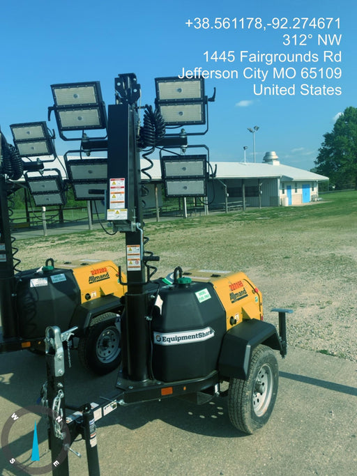 2022 Allmand NLV3GR (4) LED Light Fixture 350W, 23' Vertical Mast, 3kW Prime, Towable, Deep Sea L401, Leveling Jacks, Yanmar T4F 5.8hp