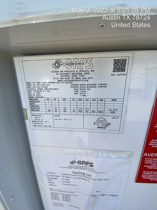 2023 CAPS PAHV-140TC-0NN0NN-5E5-P2-VG2CEUP