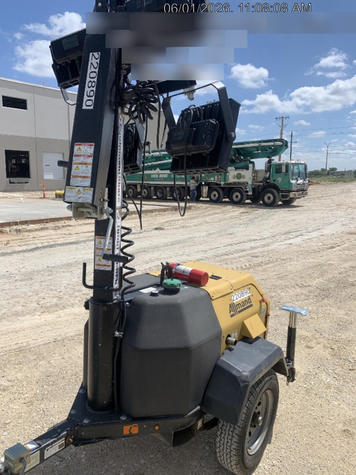 2022 Allmand NLV3GR (4) LED Light Fixture 350W, 23' Vertical Mast, 3kW Prime, Towable, Deep Sea L401, Leveling Jacks, Yanmar T4F 5.8hp