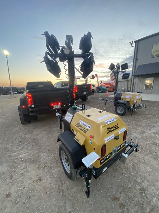 2022 Allmand NLV3GR (4) LED Light Fixture 350W, 23' Vertical Mast, 3kW Prime, Towable, ES Decals, T3